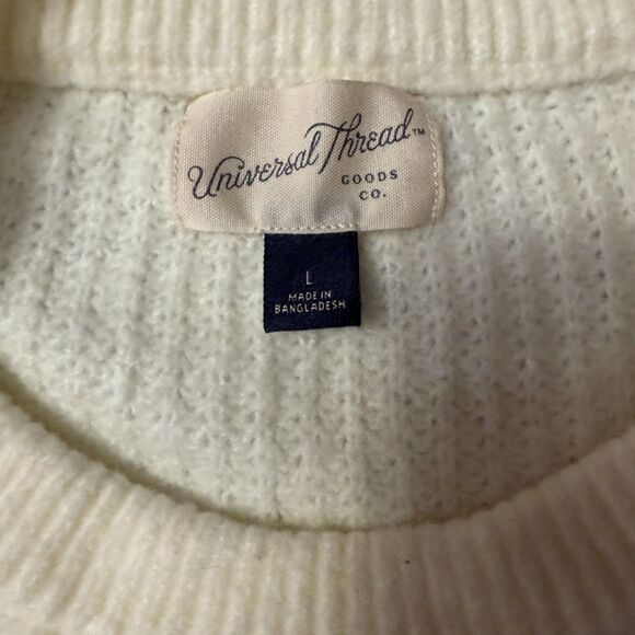 Universal Thread Ivory Cable Knit Argyle Design Sweater Size L - Picture 8 of 11